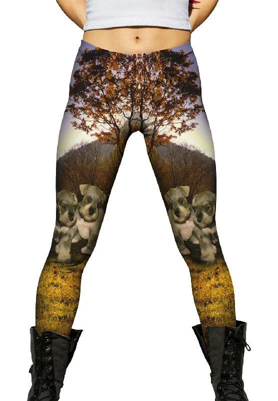 Fashionable Inner Wear Autumn Leaves Grey Schnauzer Puppies