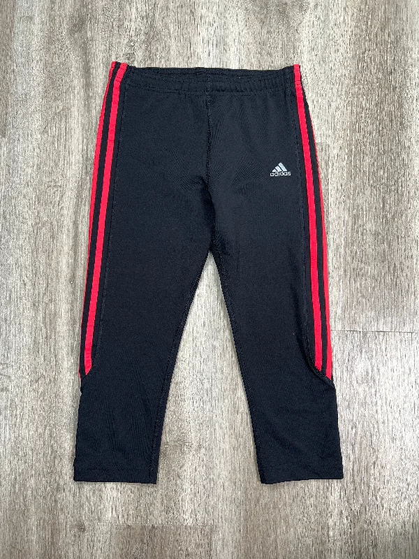 Sports Trend Black & Red Athletic Leggings Capris Adidas, Size M