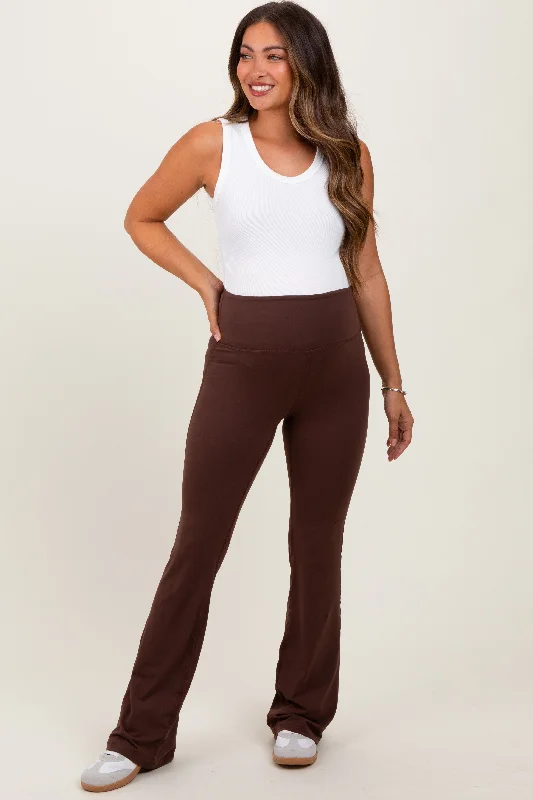 Printed Sweatshirts Brown Maternity Flared Leggings