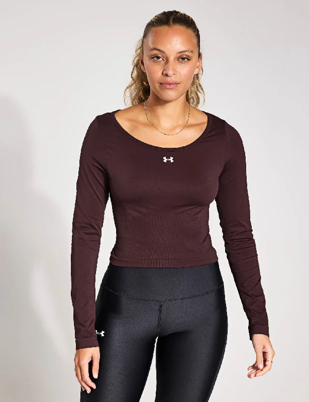 Classic Hoodies Train Seamless Long Sleeve - Brown Obsidian/White