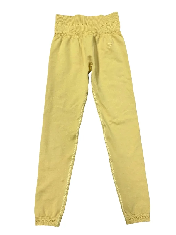 Simple Elegance Yellow Athletic Leggings Gym Shark, Size S