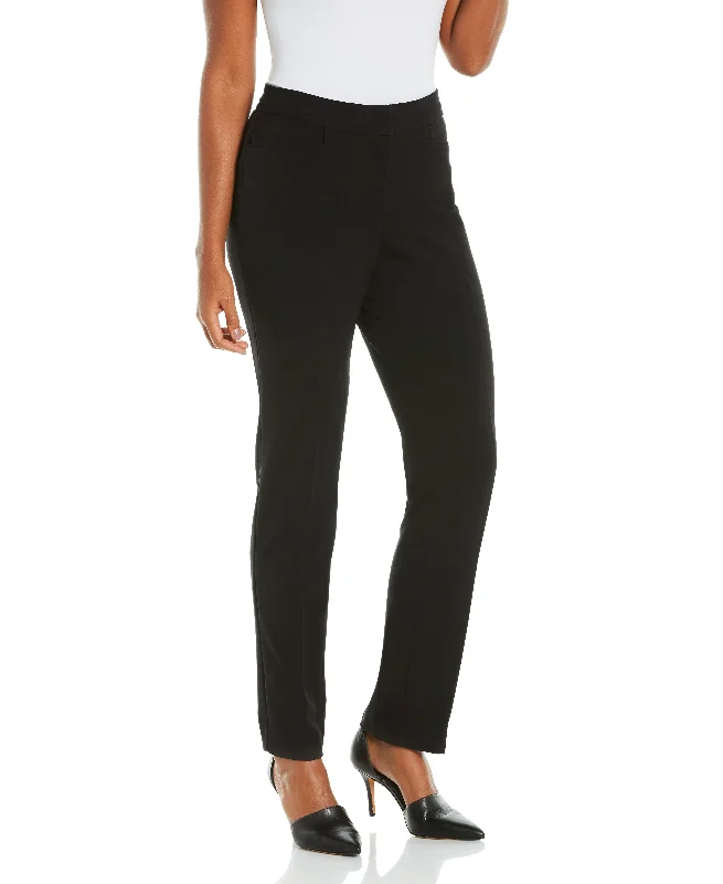 Casual Elegance Petite Gabardine Straight Leg Pant - Curvy Fit