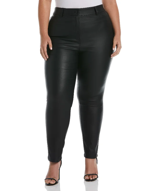 Noble And Elegant Plus Size 5-Pocket Coated Twill Pant