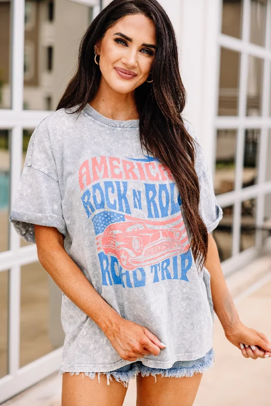 Bomber Jackets American Road Trip Gray Graphic Tee