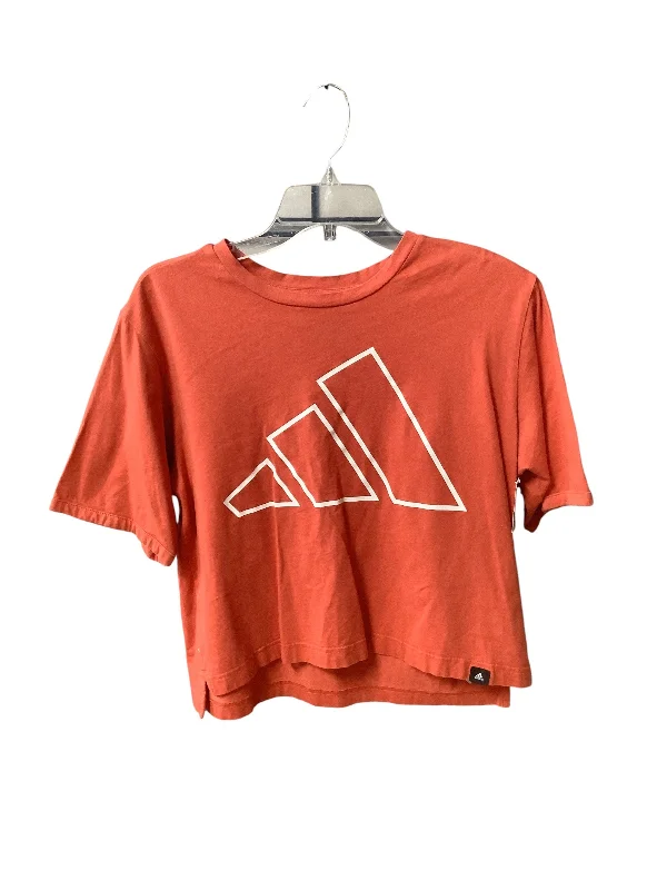 Innovative Design Athletic Top Short Sleeve By Adidas In Pink, Size: M
