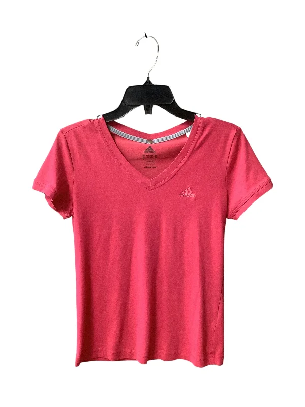 Soft Relaxation Wear Athletic Top Short Sleeve By Adidas In Pink, Size: S