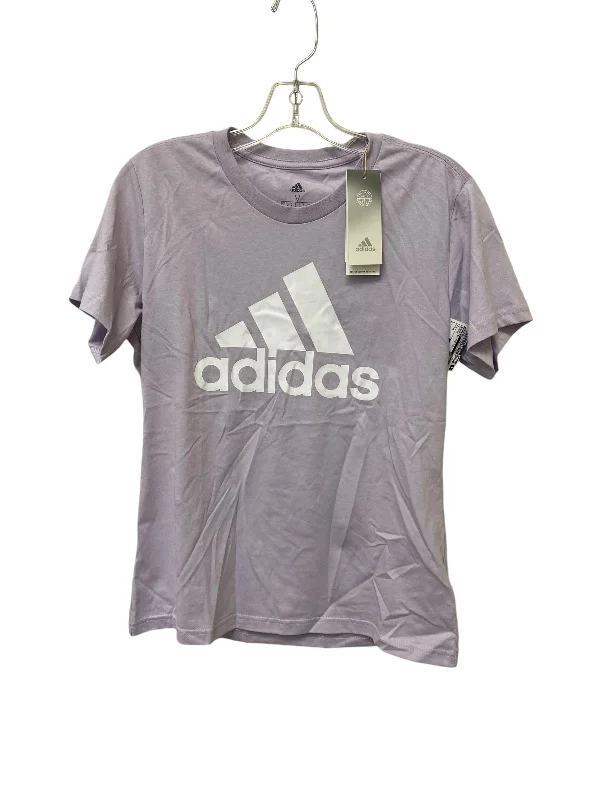 Mid-length Style Athletic Top Short Sleeve By Adidas In Purple, Size: M