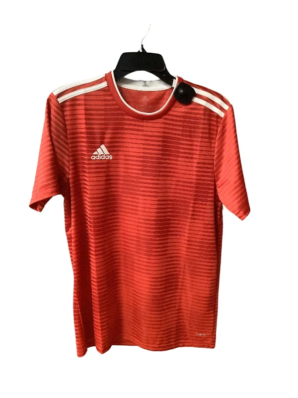 Nightclub Style Athletic Top Short Sleeve By Adidas In Red, Size: M