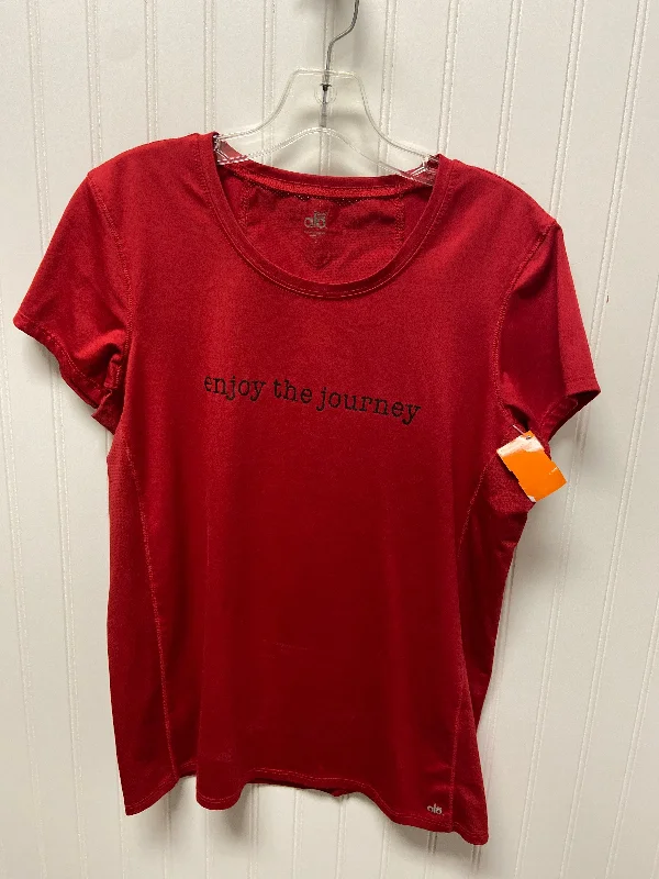 Comfortable down Athletic Top Short Sleeve By Alo In Red, Size: L