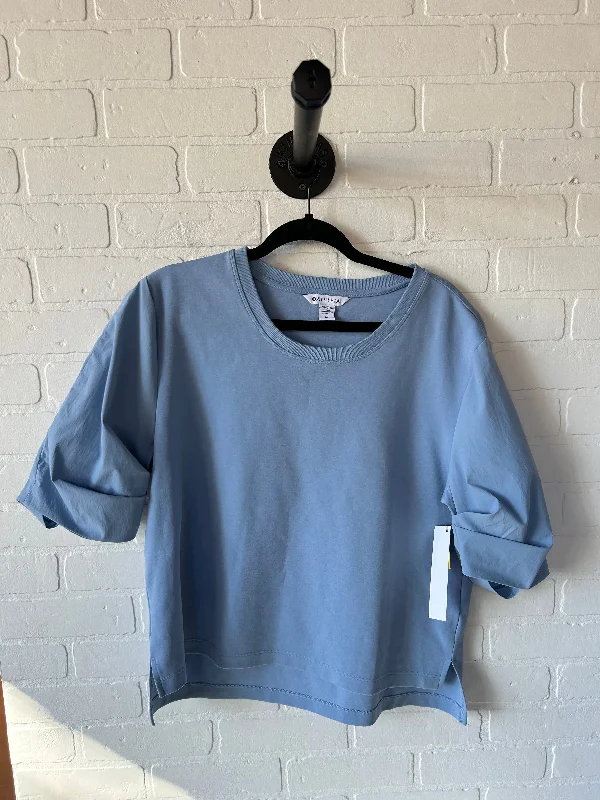 French Style Athletic Top Short Sleeve By Athleta In Blue, Size: M