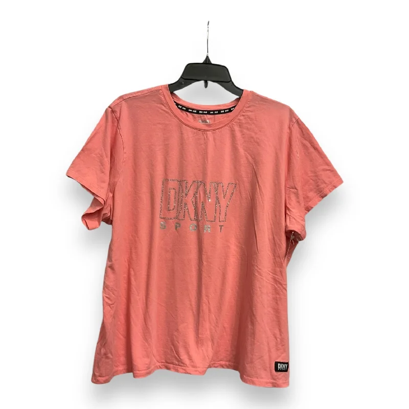 Romantic Data Athletic Top Short Sleeve By Dkny In Pink, Size: 2x