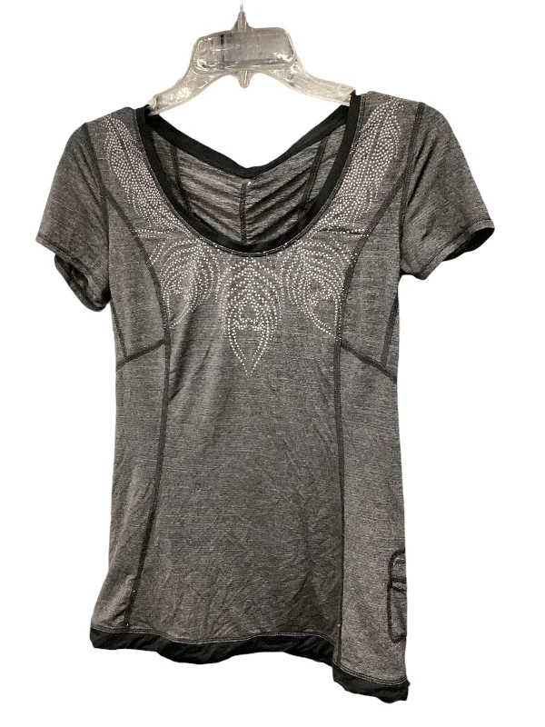 Comfort Fit Athletic Top Short Sleeve By Lululemon In Grey, Size: 8