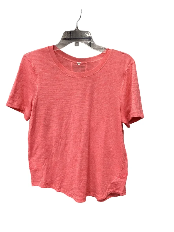 Comfortable Fashion Athletic Top Short Sleeve By Lululemon In Pink, Size: M