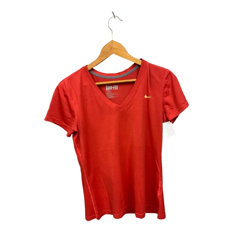 Retro Prints Athletic Top Short Sleeve By Nike Apparel In Orange, Size: M