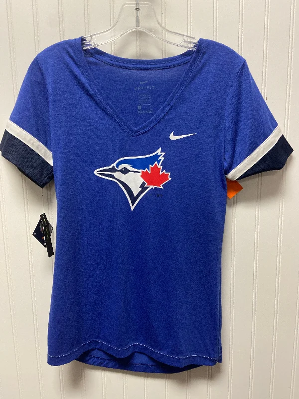 Comfortable Lifestyle Athletic Top Short Sleeve By Nike In Blue, Size: S