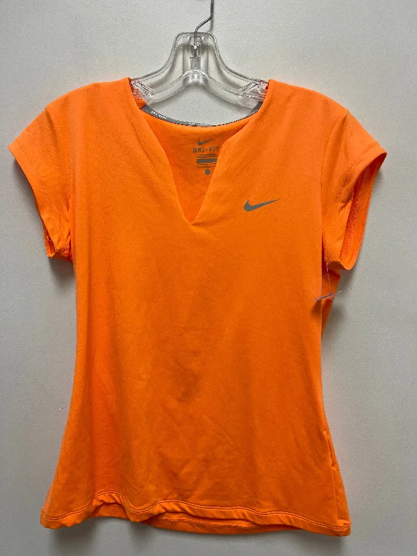 Playful Style Athletic Top Short Sleeve By Nike In Orange, Size: L