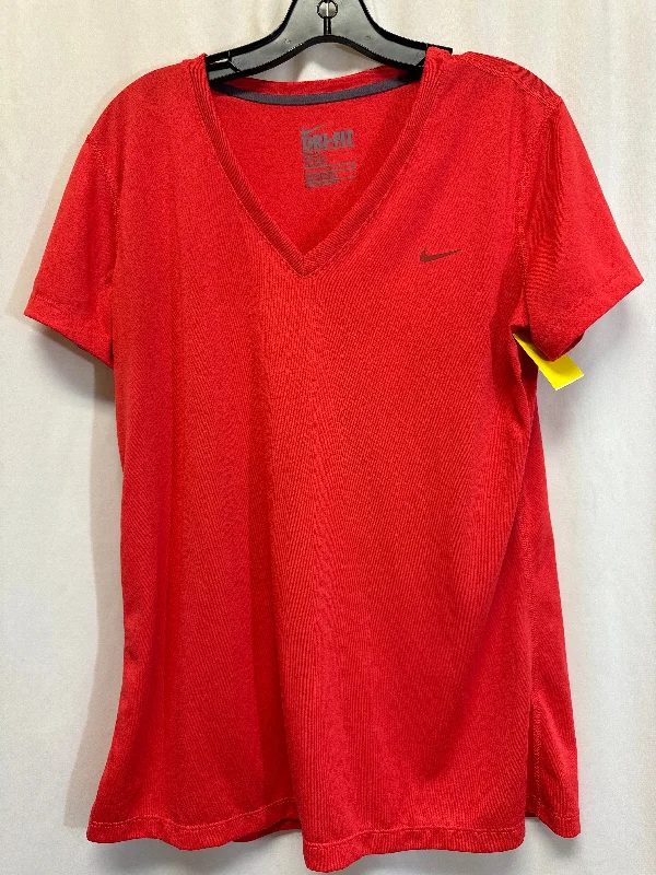 Elegant And Charming Athletic Top Short Sleeve By Nike In Red, Size: L