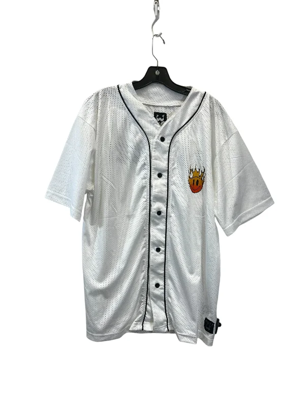 Stunning Fashion Athletic Top Short Sleeve By WXYZ In White & Yellow, Size: S