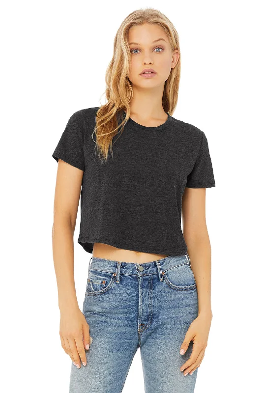High-end Sense Bella + Canvas Womens Flowy Cropped Short Sleeve Crewneck T-Shirt - Heather Dark Grey High-end Sense Bella + Canvas Womens Flowy Cropped Short Sleeve Crewneck T-Shirt - Heather Dark Grey