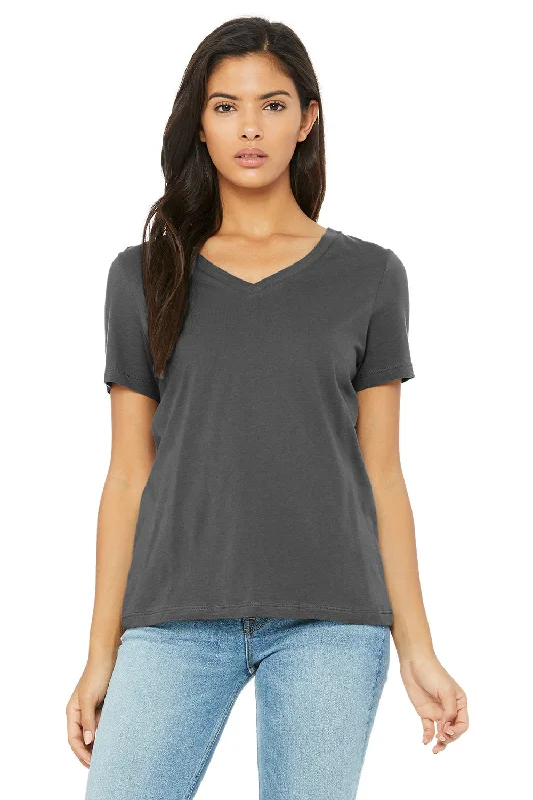 Noble Temperament Bella + Canvas Womens Relaxed Jersey Short Sleeve V-Neck T-Shirt - Asphalt Grey