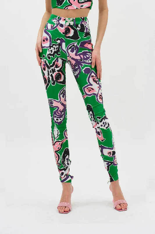 New Autumn And Winter Styles Butterfly Green Multi Printed Legging
