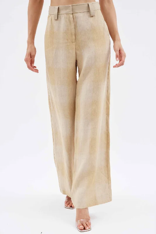 High Street Series Contrast Waistband Tan Check Trouser