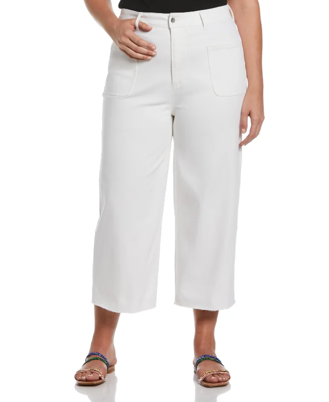 Classic Style Plus Size Cropped Wide Leg Jean
