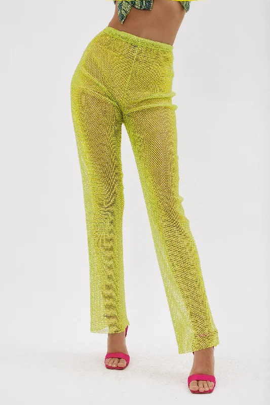 Luxury Temperament Diamonds Green Pants