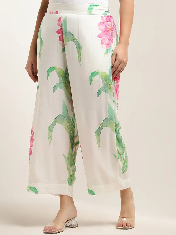 Classic Pieces Diza Multicolour Floral Printed High-Rise Palazzos