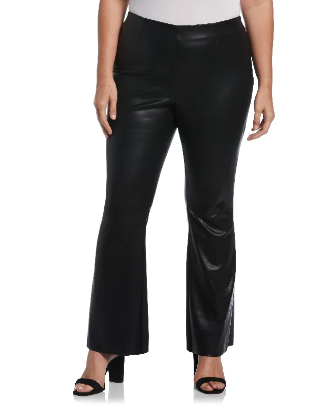 Windbreaker fashion Plus Size Vegan Leather High Waist Bootcut Pant