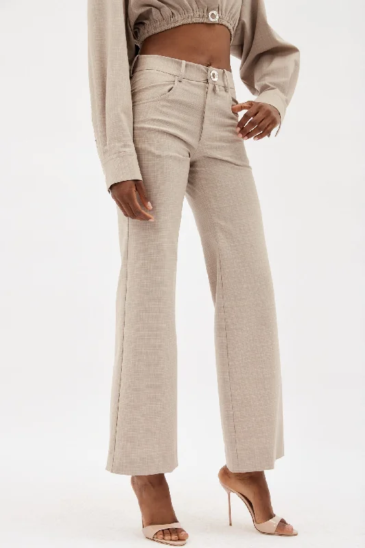 Innovative Design Flared Beige Marle Trouser