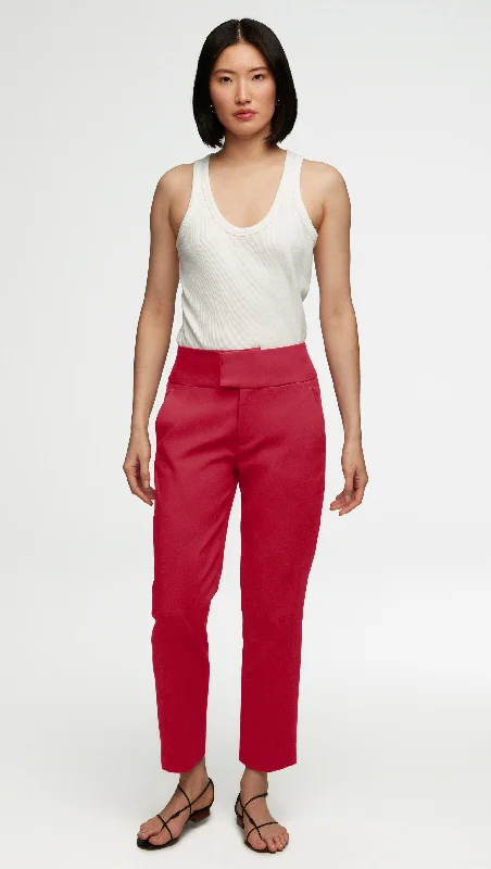 Modern Comfort Wear Flex Waist Trouser in Performance Cotton | Raspberry