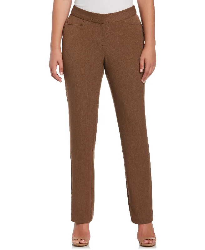 Soft Fabric Looks Gabardine Straight Leg Pant - Curvy Fit