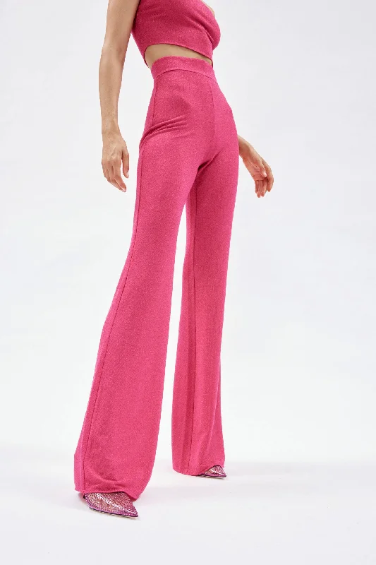 Exquisite Tailoring Gaia Bubble Pink Lurex Flare Pant