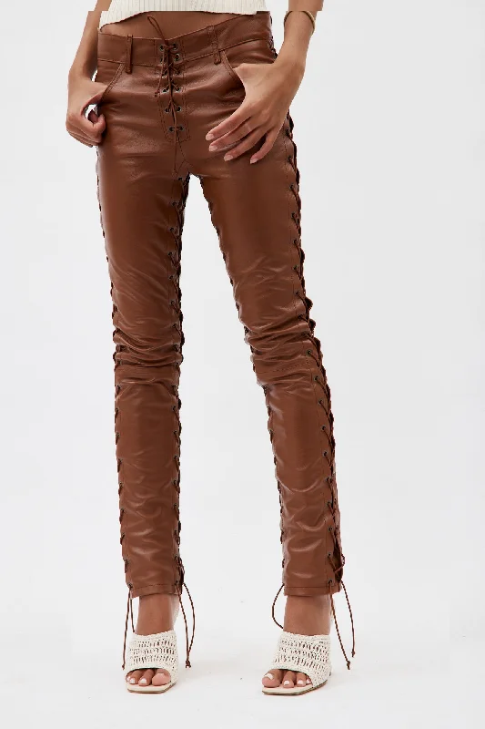 Versatile Style Guido Cocoa Leather Trousers