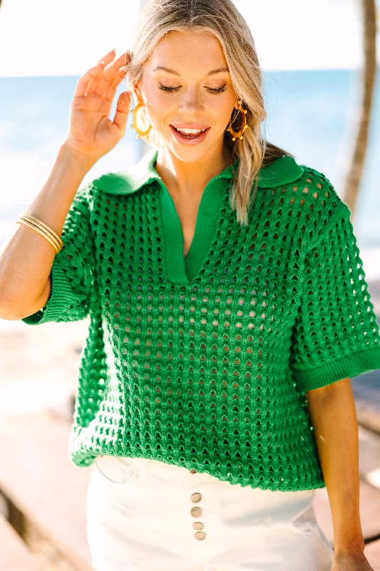 Lounge Wear Happy To Be Here Kelly Green Short Sleeve Sweater