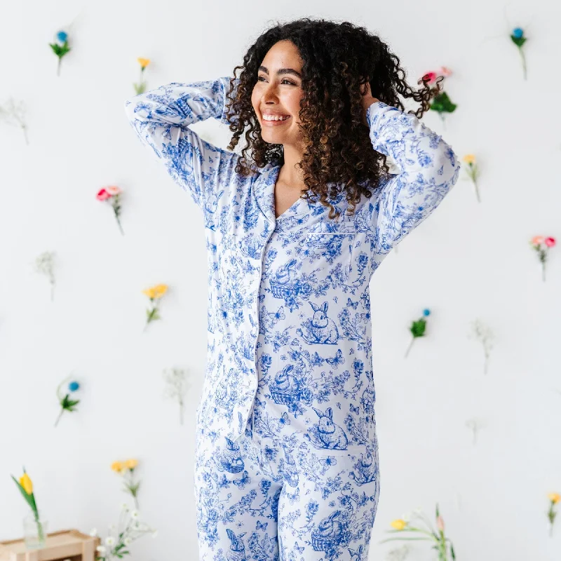 Work Clothes Hoppy You're Hare Women's Collar Shirt & Pants Set