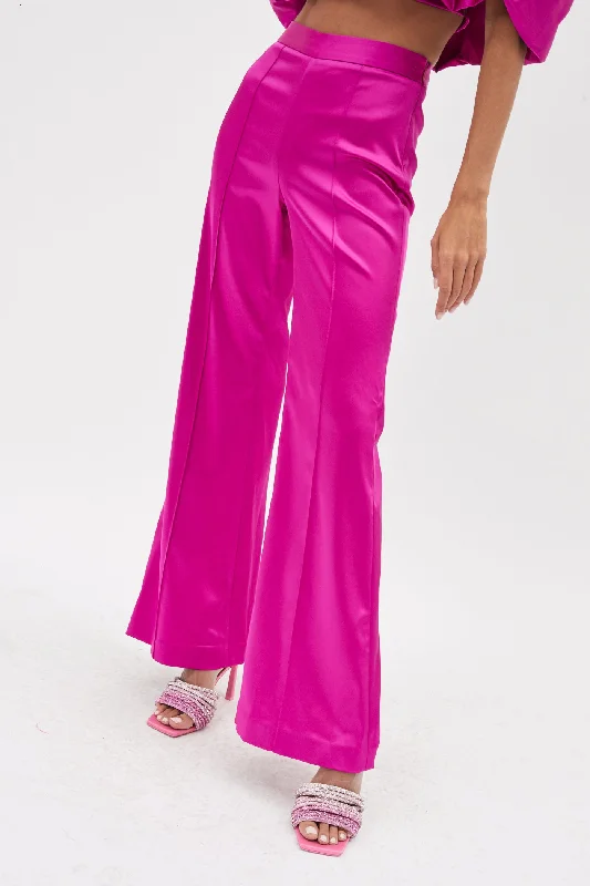 Casual Chic Outfits Jordana Bougainvillea Duchess Satin Pant