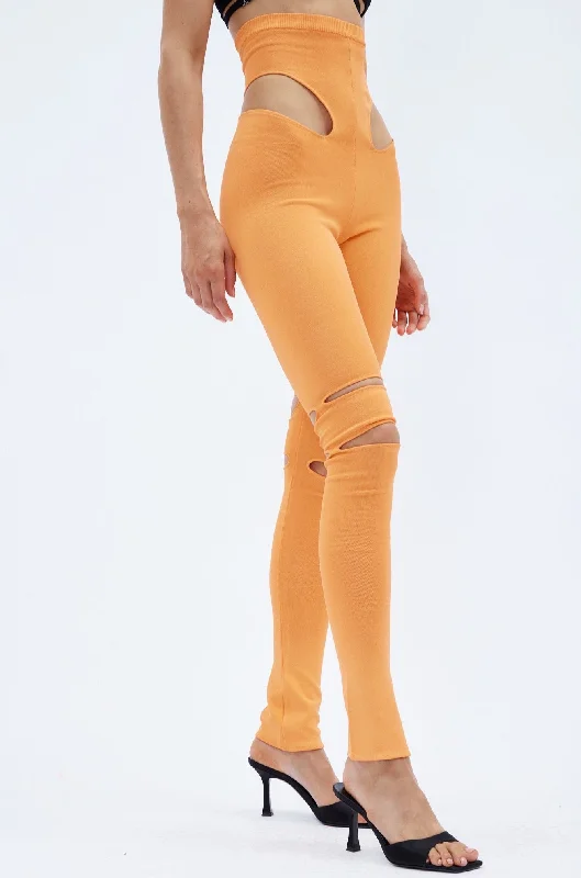 Effortless Elegance Knit Mandarin High Waist Legging with Cut Out