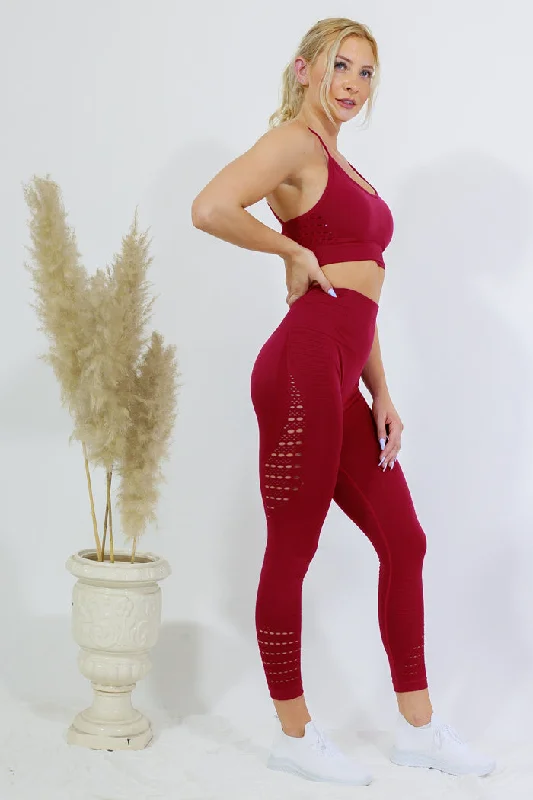 Casual Ease Legging and Thin Strap Top Set - Red Wine