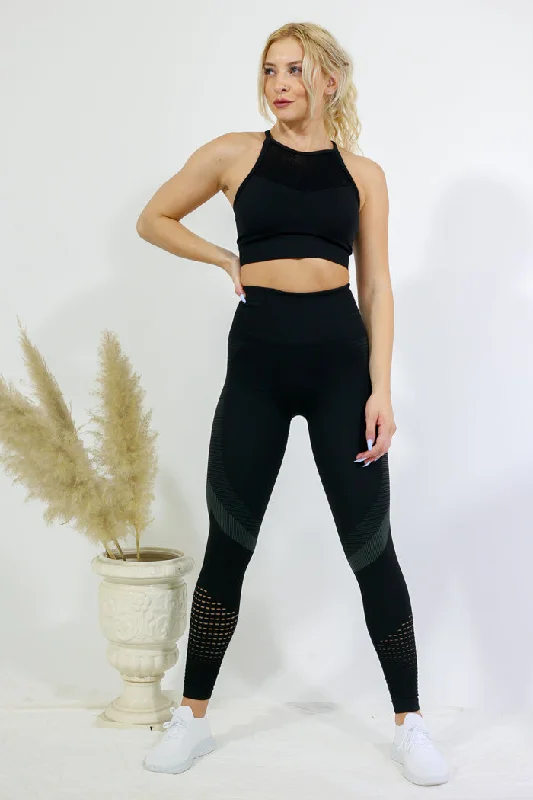 Classic Comfort Legging and High Neck Top Set - Black