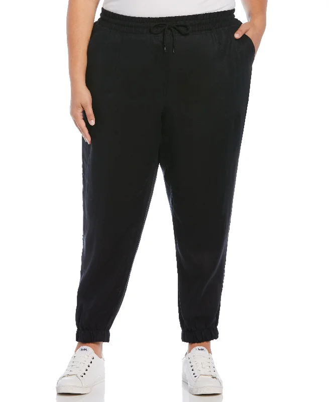 Soft Comfort Wear Plus Size Linen Drawstring Jogger