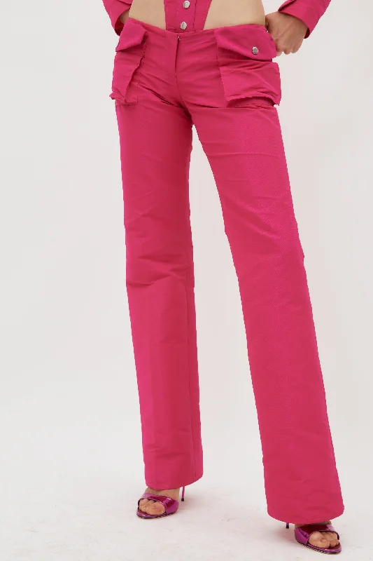Exquisite Craftsmanship Low Rise Fuchsia Utility Skinny Trouser