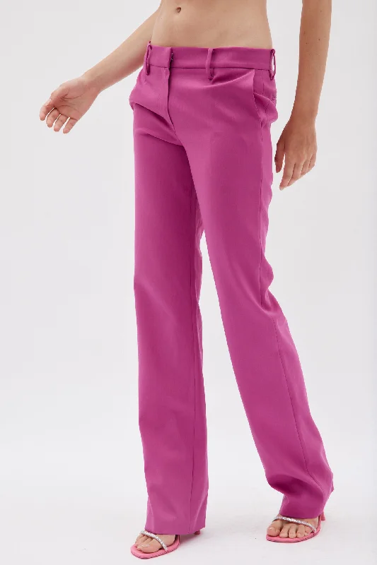 Versatile Casuals Low Waist Violet Straight Leg Pants