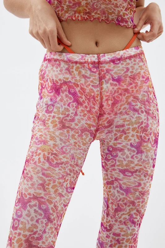 Personalized Outfit Mesh Leopard Orchids Fitted Pants