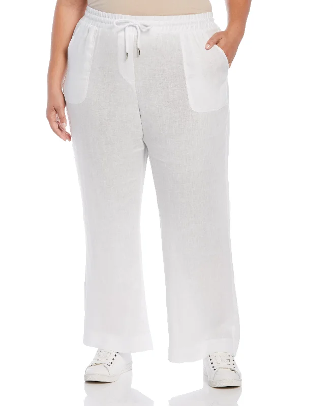Casual And Versatile Plus Size Modern Fit Wide Leg Linen Pant
