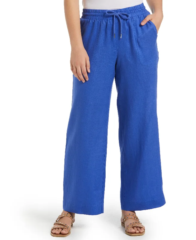 Floral Prints Modern Fit Wide Leg Linen Pant