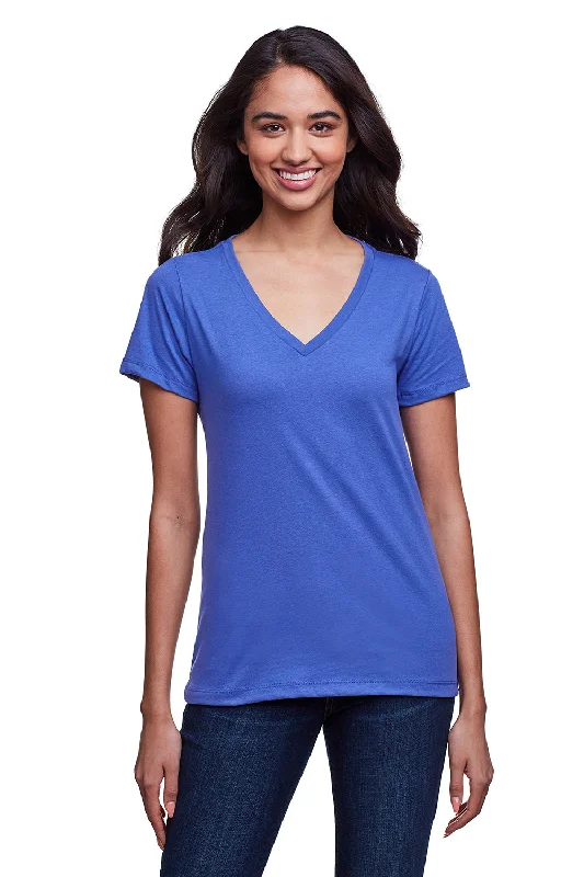 Urban Style Next Level Womens Eco Performance Moisture Wicking Short Sleeve V-Neck T-Shirt - Heather Sapphire Blue - Closeout Urban Style Next Level Womens Eco Performance Moisture Wicking Short Sleeve V-Neck T-Shirt - Heather Sapphire Blue - Closeout