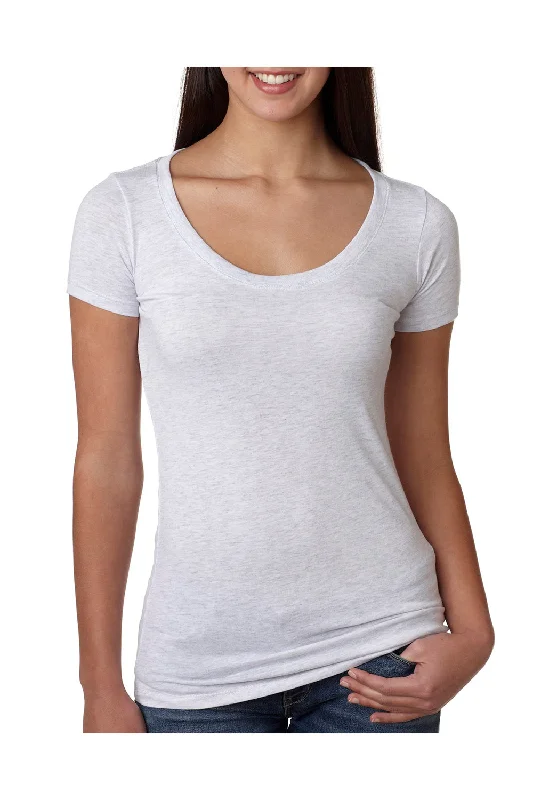 Quality Tailoring Next Level Womens Jersey Short Sleeve Scoop Neck T-Shirt - Heather White - Closeout Quality Tailoring Next Level Womens Jersey Short Sleeve Scoop Neck T-Shirt - Heather White - Closeout