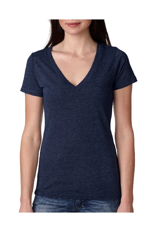 Comfortable Mind Next Level Womens Jersey Short Sleeve V-Neck T-Shirt - Vintage Navy Blue - Closeout Comfortable Mind Next Level Womens Jersey Short Sleeve V-Neck T-Shirt - Vintage Navy Blue - Closeout